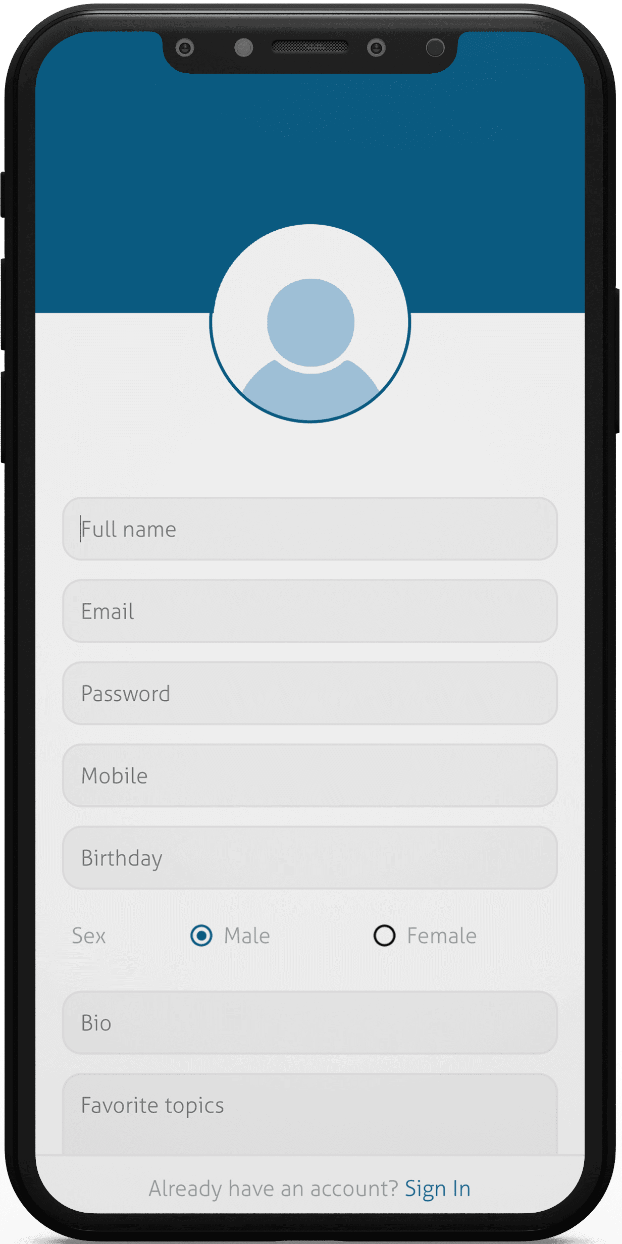 sing up screen mobile 1