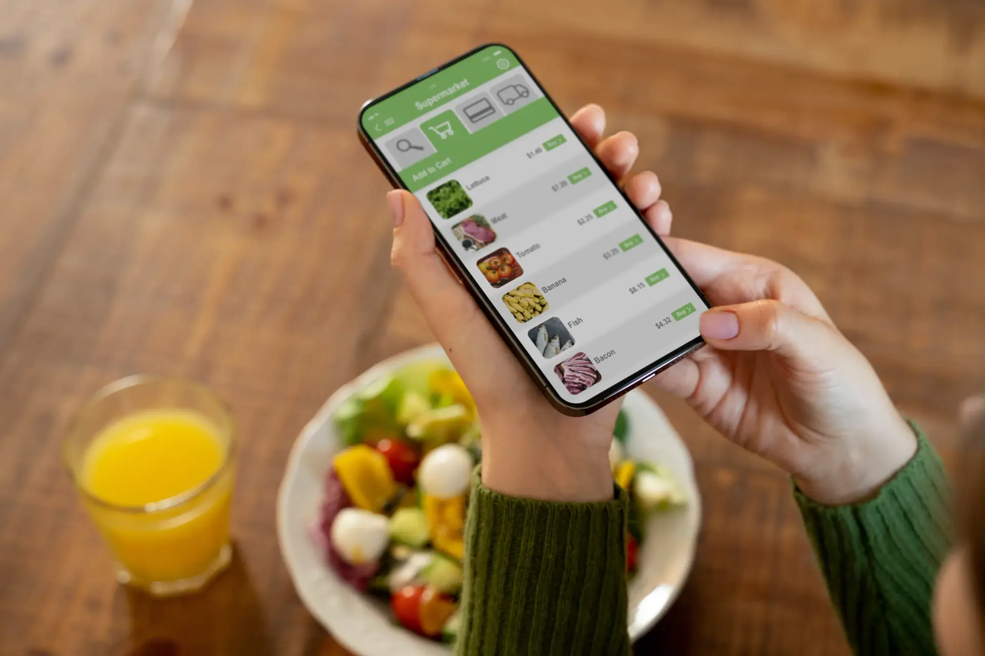 Ordering on demand with secure in-app payment